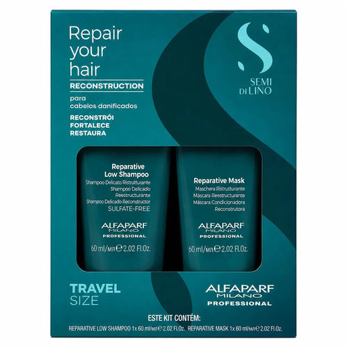 Kit Alfaparf Semi Di Lino Reparación Cabello Dañado Travel Size