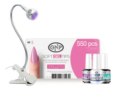 Soft Gel Tips Gnp Con Lampara, Pegamento, Bond Y Nail Prep