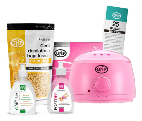 Kit Depilación Español Gnp Cera Perlas, Olla, Bandas Y Crema