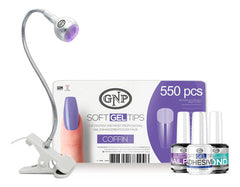 Soft Gel Tips Gnp Con Lampara, Pegamento, Bond Y Nail Prep