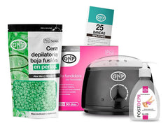 Kit Depilación Español Gnp Cera Perlas, Olla, Bandas, Aceite