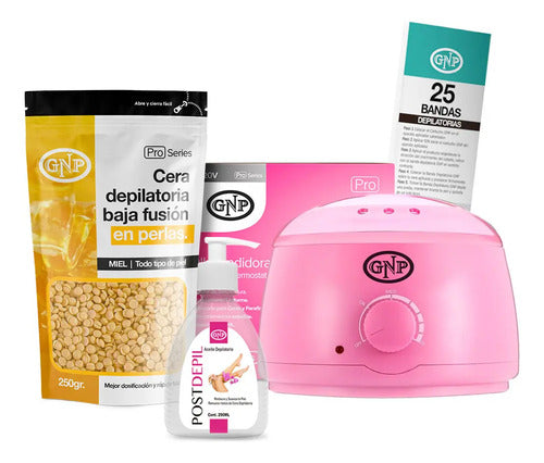 Kit Depilación Español Gnp Cera Perlas, Olla, Bandas, Aceite